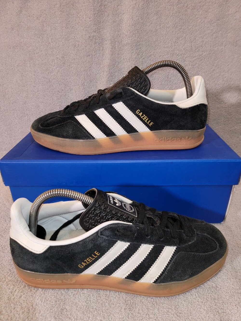 Adidas Gazelle Men's Size 7.5 Indoor Black White Tan Gum Sneakers JI2060 (#2210)